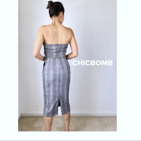 Mad for plaid checks strapless midi dress | - Picture 5 of 5